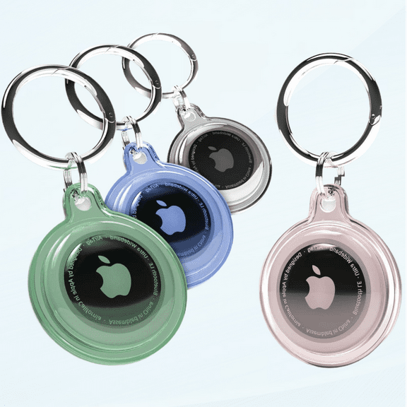 4 Pack Airtag Keychain Waterproof, Air Tag Holder for Apple Airtag GPS Tracker, Apple Tag Case for Dog Cat Collar, Luggage, Keys(Black&Pink&Green&Blue)