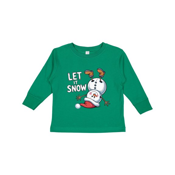 Inktastic Let It Snow Christmas Snowman Boys or Girls Long Sleeve Toddler T-Shirt