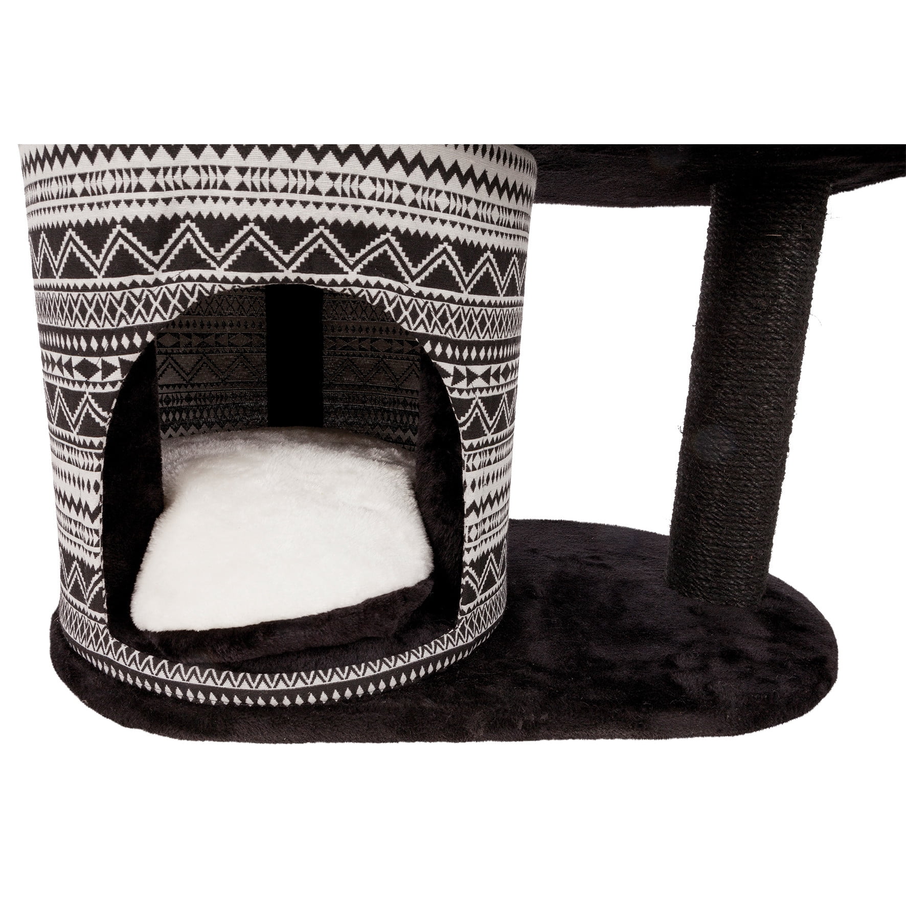 TRIXIE Giada Plush & Sisal 4-Level 44" Cat Tree with Scratching Posts, Condo & Hammock, Black