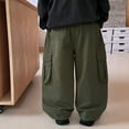 thumbnail image 6 of FYDUU Boys Cargo Pants With Pockets Comfortable Twill Casual Trousers For Kids Durable Elastic Waist Outdoor Hiking Baggy Joggers Cargo Pants 7-8 Years, 6 of 9