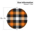 thumbnail image 2 of Honeii Orange Plaid print Leather Coaster Set of 4, ideal for safeguarding your furniture from drinks spills and effortless cleanup-Round Shape, 2 of 6