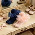 thumbnail image 6 of TELOLY 2Pairs Kids Socks,8-10 Years Old Ruffle Socks,Solid Color Lace Socks,Combination3, 6 of 7