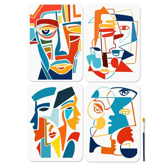 1 Set 4Pcs 4 Styles PET Hollow Out Drawing Painting Stencils for DIY Scrapbook oto Album Human 297x210mm 1pc/style