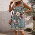 thumbnail image 3 of Generic Womens Summer Dress Loose Floral Print V Neck Sleeveless Tank Dresses Curve Hem A-Line Beach Sundresses with Pockets, 3 of 5