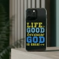 thumbnail image 3 of DistinctInk Clear Hybrid Case for Apple iPhone 15 Pro Max (6.7" Screen) - Life Is Good Because God Is Great - Raised Bezel Screen Guard, 3 of 9