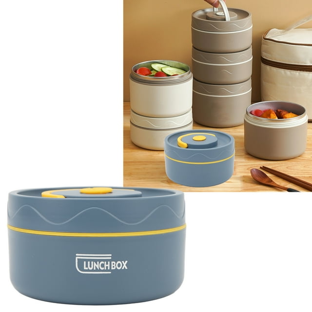 Thermal Cooking Pot, 420ml 304 Stainless Steel Lunch Container Double Layer Insulated Food Container Portable Round Thermal Lunch Container for Work School Outdoor Dining