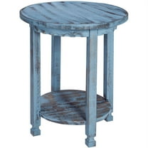Alaterre Country Cottage Round End Table, Blue Antique Finish