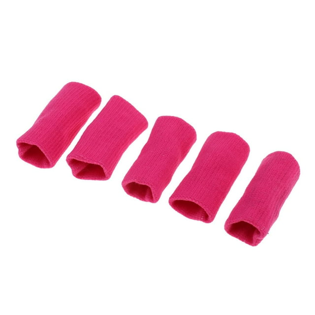 5 Pieces Sports Elastic Finger Sleeves Protector Sleeves Breathable Support Thumb Brace Protector Sports Aid - Rose Red