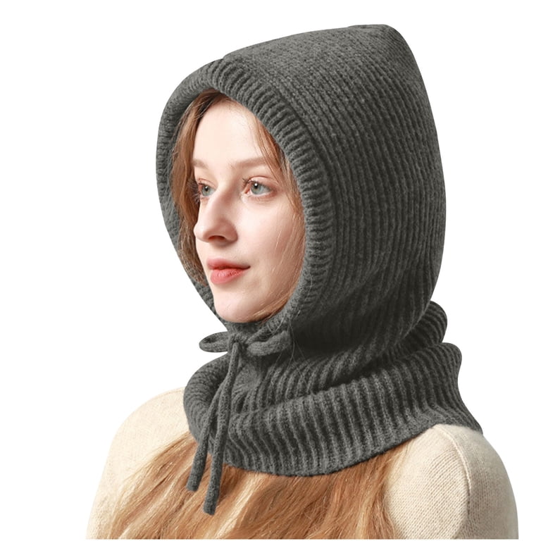 Diufon Winter Hooded Scarf Hat for Women Knitted Warm Button  display picture 2
