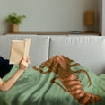thumbnail image 3 of Lobster Soft Flannel Fleece Throw Blanket, Antique Vintage Style Hand-Drawn Crustacean Engraving Print, Cozy Plush for Indoor and Outdoor Use, 50" x 70", Pale Green Vermilion, by Ambesonne, 3 of 5