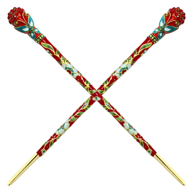 Moda y estilo de vida 2 unidades Decoración para el cabello Palillos para el cabello de estilo tradicional chino Pasadores para chal Selecciones Tenedores para mujeres Niñas Accesorio para hacer peina
