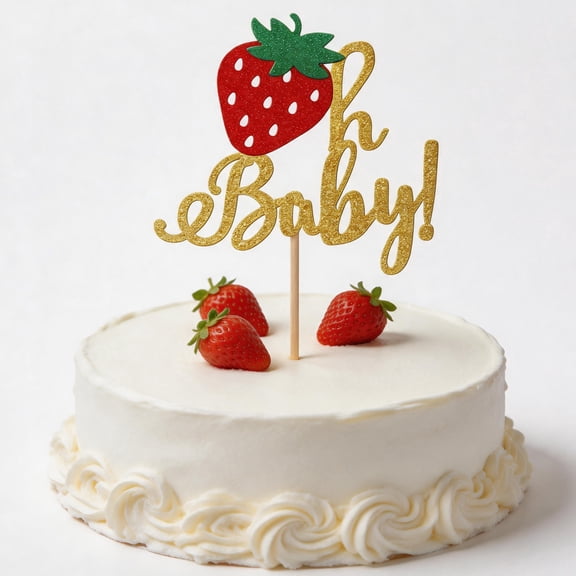 1 PCS Red Glitter Berry Cake Topper Strawberry Oh Baby Cake Topper for Berry 1st Birthday StrawberryThemed 1st Birthday Party Cake Decorations