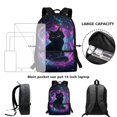 thumbnail image 3 of Yuyamidu Black Cat Kids Backpack for Girls Boys with Lunch Box 10-12 Elementary/Middle School Bag and Lunch Bag Pencil Box Children Bookbag Set with Lunch Boxes, 3 in 1, 3 of 7