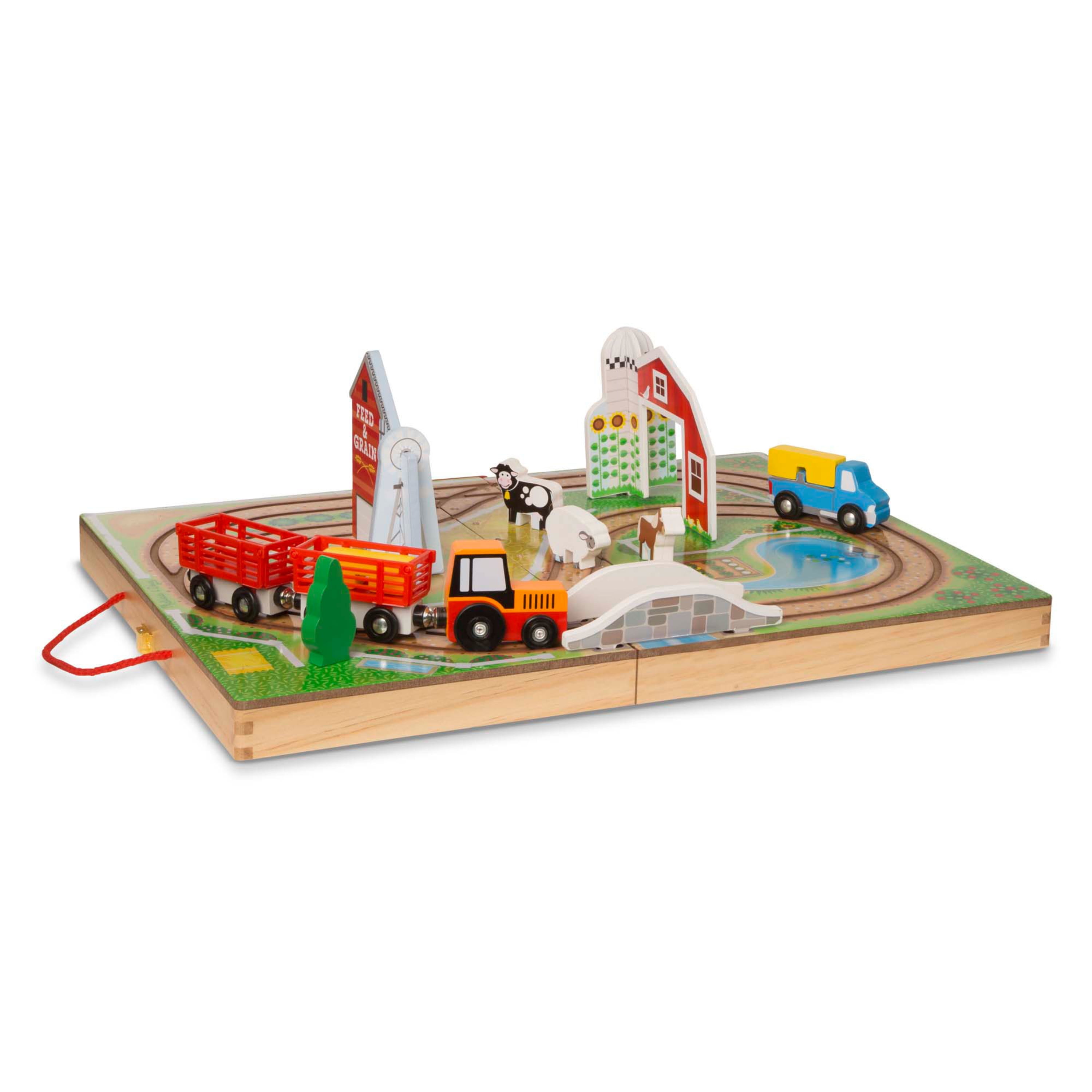 Wooden Portable Play Surface, 17Piece Melissa & Doug Take-Along Farm 