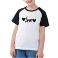 thumbnail image 2 of Frwgonr Boys Girls School Shirts Black Cute Heart Grpahic Raglan Short Sleeve Tee Tops 3-14 Years, 2 of 5