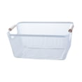 thumbnail image 3 of Cesta de almacenamiento de alambre de metal con asas de madera, contenedor de malla portátil para gabinete, despensa, regalos, refrigerios, maquillaje 36 cm x 22 cm x 21 cm, 3 of 8