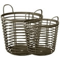 thumbnail image 1 of PRISP Oaka Home Storage Baskets - Set of 2 Decorative Multipurpose Bins with Handles for Throw Blankets, Laundry, Toys and Organization in Living Room, Bedroom and Bathroom, 1 of 9