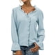thumbnail image 5 of Camisa de manga larga con ribete de volantes suave y cómoda lavable a máquina con cuello en V y costuras de encaje para vacaciones ANGGREK Otros, 5 of 6
