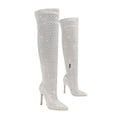 thumbnail image 5 of Dakaela Women's Glitter Stiletto Heels Pointed Toe Over the Knee Thigh High Boots Wide Calf Long Boot, 5 of 7