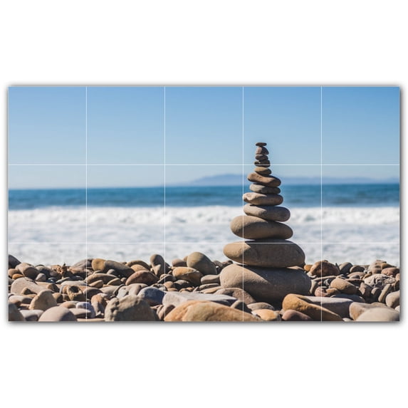 Picture-Tiles.com: Rocks Ceramic Tile Wall Mural WAL500921-53M. 30"W x 18"H using (15) 6" x 6" Ceramic Tiles-Satin Finish