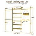 thumbnail image 3 of Onbrill H3 Wall Mounted Clothes Rack, Industrial Pipe Closet Organizers System with 4 Telescopic Rod & 6 Shelves, 3 of 9