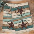 thumbnail image 4 of Texas Star Kitchen Towels Set of 4, Water Absorbent Dish Towel, Country Teal Brown Farmhouse Wooden Decorative Hand Towels - Quick Drying Cloth for Cooking Baking, 18x28 Inch, 4 of 8