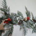 thumbnail image 3 of Christmas Artificial Snowy Cedar Garlands 6.56ft Faux Hanging Winter Vines with Pine Cones,Red Berries,Green Greenery Garland for Table,Mantle,Wall,Indoor,Outdoor Christmas Decorations, 3 of 9