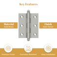 thumbnail image 2 of Deltana CH2520U15 2-1/2" x 2" Hinge; with Ball Tips; Satin Nickel Finish, 2 of 5