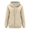 thumbnail image 6 of CILENON Womens Lightweight Jackets Women's Thick Wool Hoodie Zipper Casual Hoodie Winter Jacket Jacket (Beige,XXL), 6 of 7
