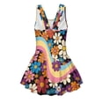 thumbnail image 4 of Xoenoiee Hippie Daisy Flower Print Sleeveless Swimsuit for Girls One Piece Bathing Suit with Skirt Soft Swimwear Quick Dry Breathable Swim Dress, Size 8-9 Years, 4 of 7
