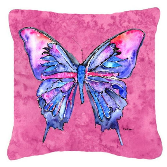 18 x 18 in. Butterfly On Pink Indoor & Outdoor Fabric Decorative Pillow