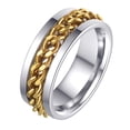 thumbnail image 1 of Udolfly Mens Fidget Rings Anxiety Rings for Men Women Chain Spinner Rings for Men Titanium Steel Ring Chain Gold Size 9, 1 of 5