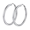 thumbnail image 1 of Pendiente de aro de plata PROSTEEL para mujeres y niñas 60 mm Pendientes gruesos redondos de Acero inoxidable, 1 of 9