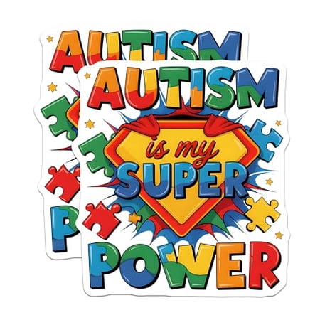 (2 Pack) Autism Super Power Magnets - Neurodiversity Pride - Special Education Support - 5 Inches On Longest Side - Thick Durable Magnet - Made in USA - MAG26975