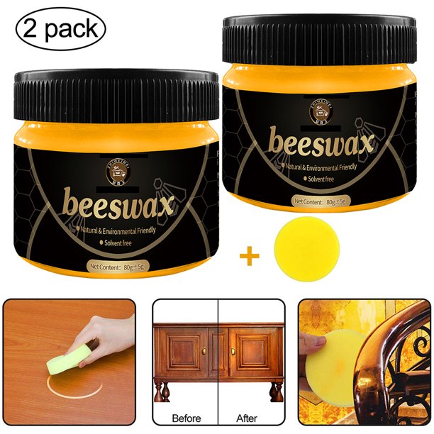 HomChum 2 PACK Wood Seasoning Beewax Natural Beeswax Polish Wood