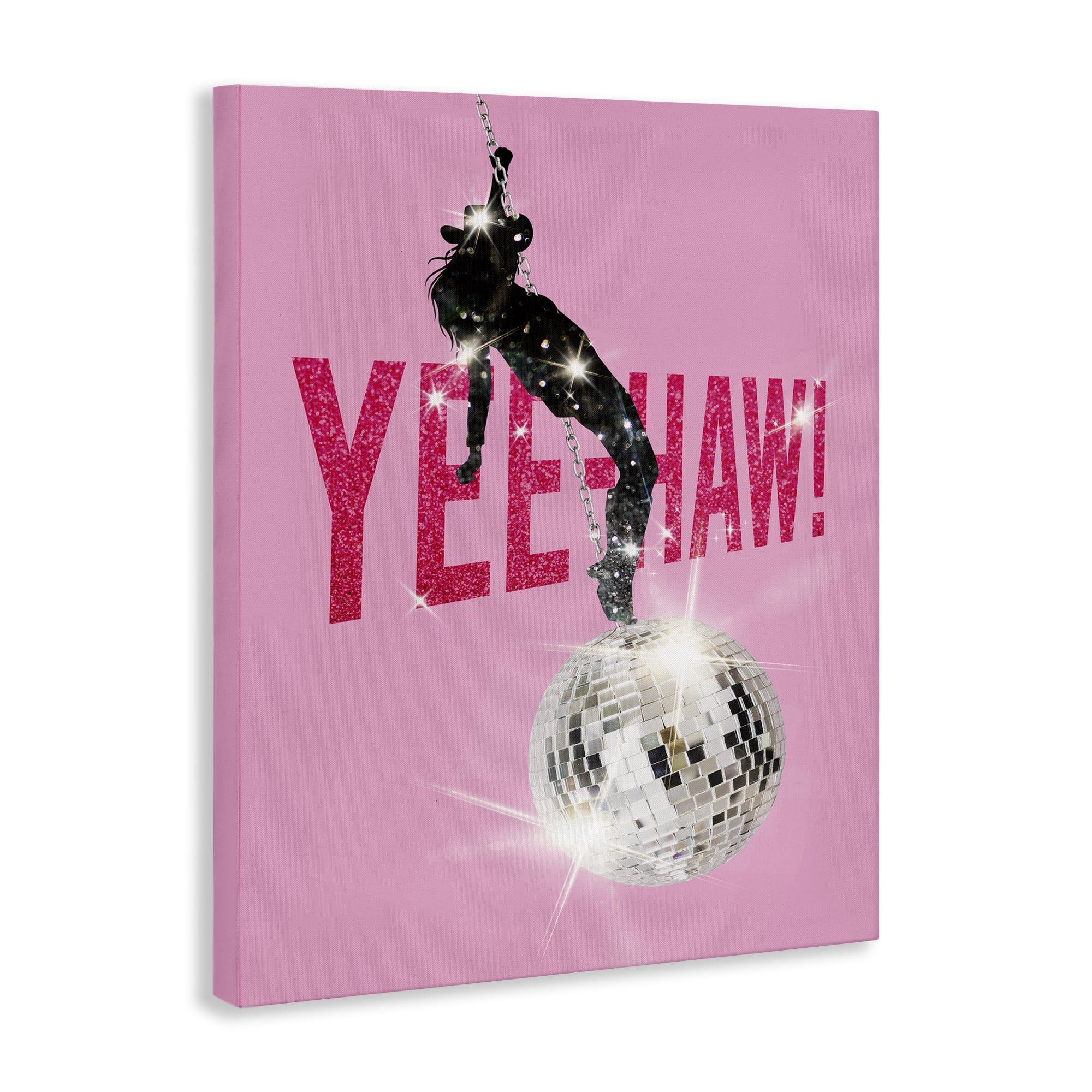 Stupell Industries Yeehaw Disco Cowgirl Text & Numbers Painting Wrapped Canvas Art Print Wall Art, 16 x 20