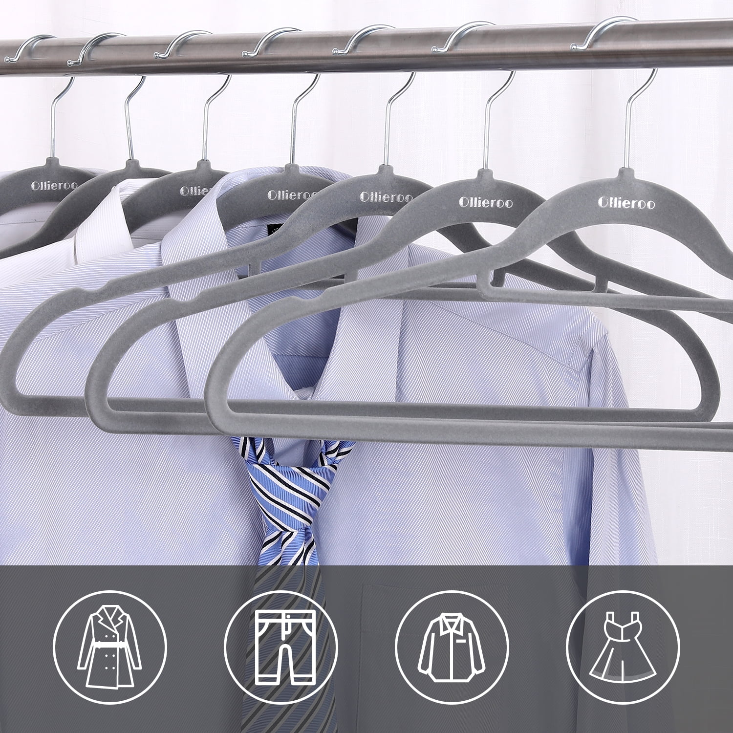 50-Pack Velvet Suit Hangers, Pearl White