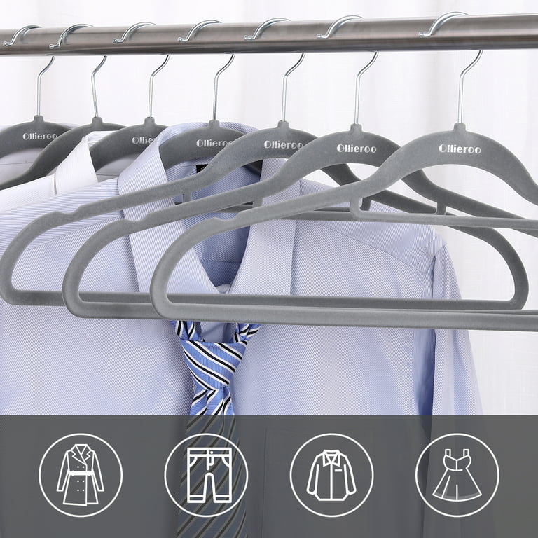 Ollieroo 50 Pack Velvet Clothes Hangers, Non-Slip Hangers with