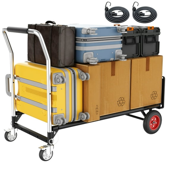 3-in-1 Folding Hand Truck Dolly - 600lb Load Rating Convertible 2-Wheel & 4-Wheel Cart for Moving, Warehouses, and Home Use