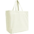 thumbnail image 2 of Reusable Heavy Duty 100% Cotton Canvas Grocery Bags | Pack of 3 | With Strong Handles Holds up to 50lbs | Eco Friendly | Large Size 14x14x7.5" - Natural, 2 of 7