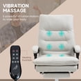 thumbnail image 3 of Cream White Microfiber Office Chair with Massage & Reclining Footrest - Executive Computer Desk Chair for Home or Office Comfort (72"), 3 of 7