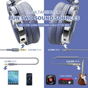 OneOdio Wired Over-Ear Headphones with Mic Dual-Plugs for Youth Adult Kids Gitar Piano Drum-Light Blue