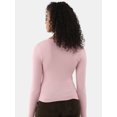 thumbnail image 3 of No Boundaries Seamless V-Neck Top with Long Sleeves, Women's XXS-XXL, 3 of 4