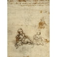 thumbnail image 2 of Da Vinci, Leonardo 19x24 Black Ornate Wood Framed with Double Matting Museum Art Print Titled - Studies for the Christ Child with a Lamb (recto), 2 of 4
