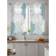 thumbnail image 2 of Turquoise White Floral Curtains 45 Inch Length,Sheer Curtains for Bedroom Living Room Window Elegant Chrysanthemum Farmhouse Rod Pocket Drapes Kitchen Curtains Small Half Window 52"x45" 2 Panels, 2 of 6