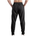 thumbnail image 3 of Inleife Mens Pants Men's Fashion Drawstring Elastic Waist Solid Color Casual Sweat Length Pants Black XXXL, 3 of 5