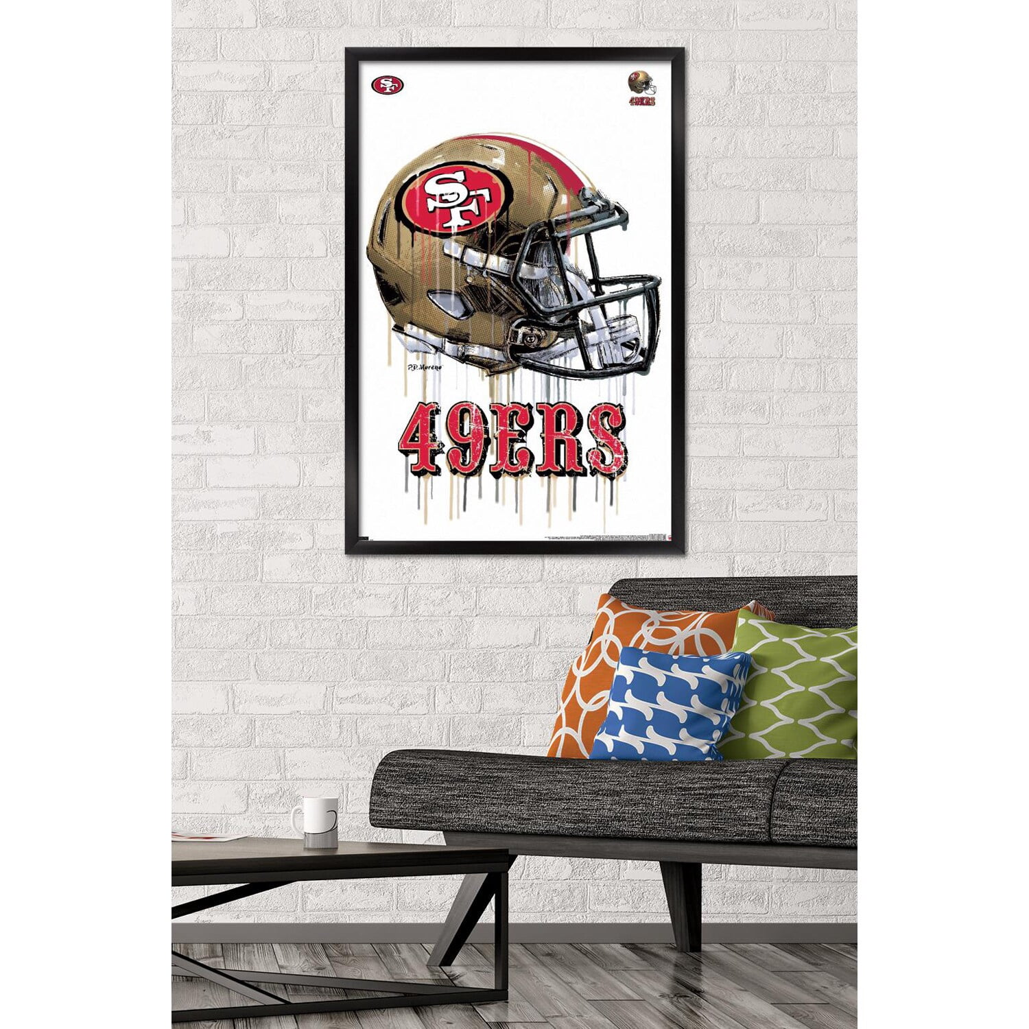 NFL San Francisco 49ers - Drip Helmet 20 Wall Poster, 22.375" x 34", Framed