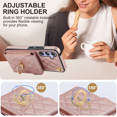 thumbnail image 3 of Asuwish Wallet RFID Blocking PU Leather Cell Phone Case with Tempered Glass Screen Protector, Wrist Strap for Samsung Galaxy A14/M14 5G, Rose Gold, 3 of 9