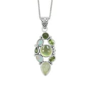 Earth Gems Jewelry Opal Necklace Peridot Necklace Sterling Silver Necklace Gemstone Necklace for Women