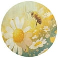 thumbnail image 3 of Happy Cute Bees Soft Bedroom Round Area Rug, Washable Cute Nursery Circle Throw Mat, Non-Slip Contemporary Small Low Pile Floor Carpet for Dorm Bedside, 3 of 6